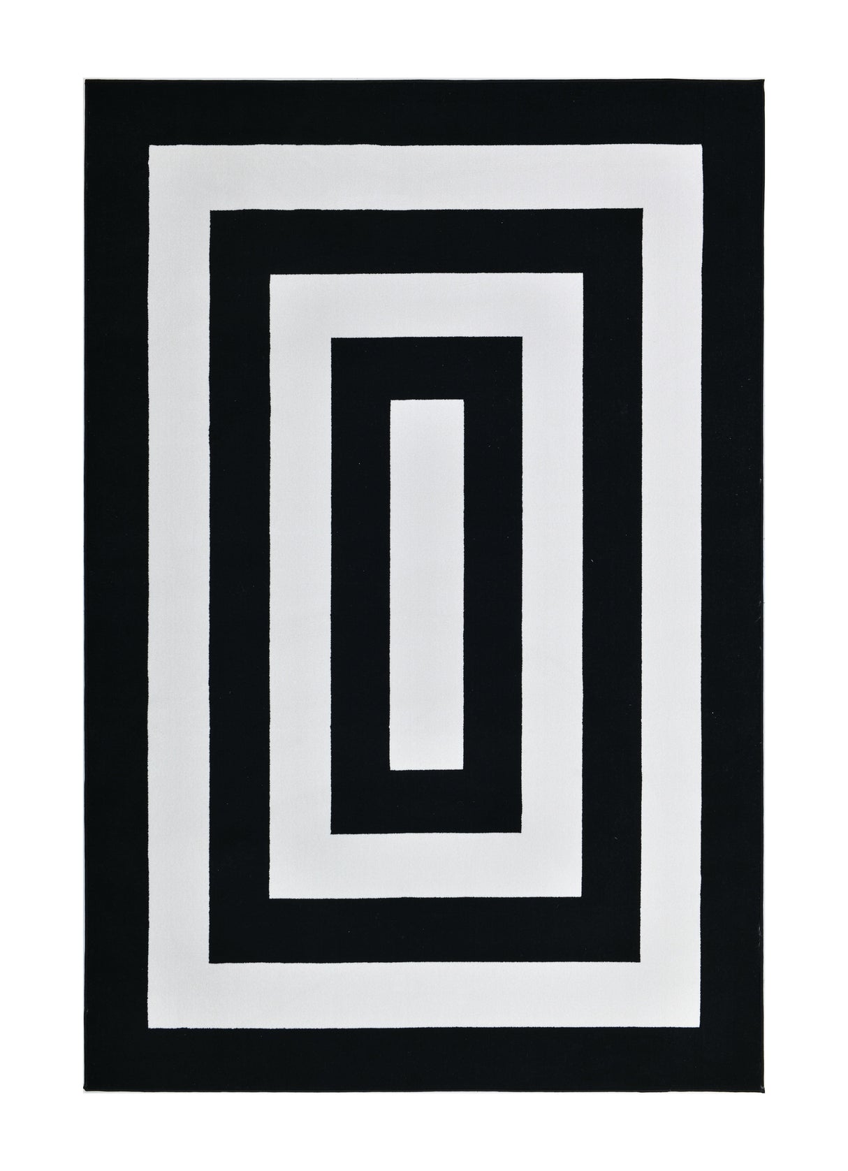 Z341A Polyester Fabric - Black & White Geometric Square Area Rug, Soft Texture, Modern Design, 5' 3" X 7' 6" (1 Piece)