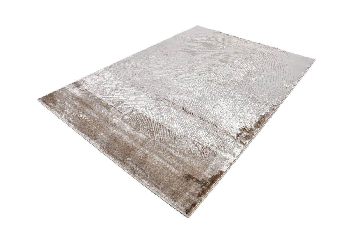 Z406A POL816 Polyester Fabric - Brown And Beige Metallic Copper Contrast Design, Area Rug (1 Piece)