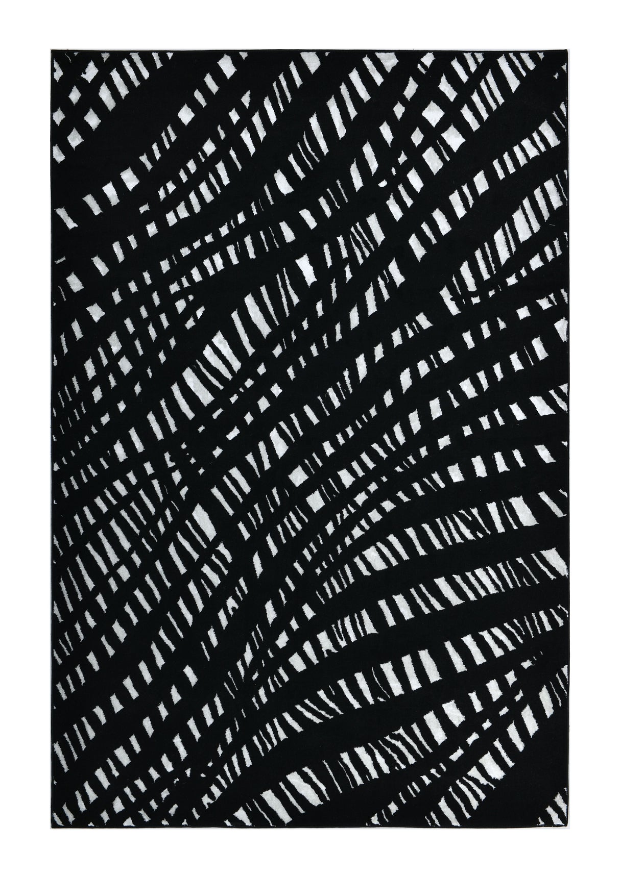 Modern Lustre Grid Polyester Fabric - Black And Silver Tones, Grid Pattern, 5' 3" X 7' 6", 7' 9" X 10' 5", 10' X 13' (1 Unit)