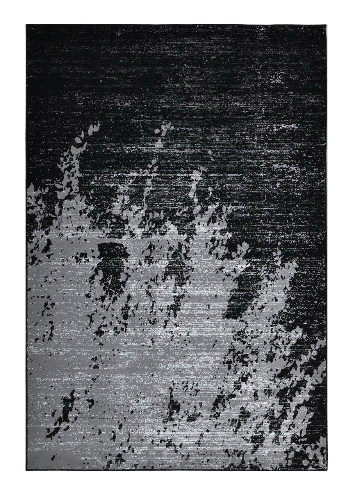 Z408A (POL821) Polyester Fabric - Abstract Design, Soft Black With Metallic Silver, Area Rug (1 Piece)
