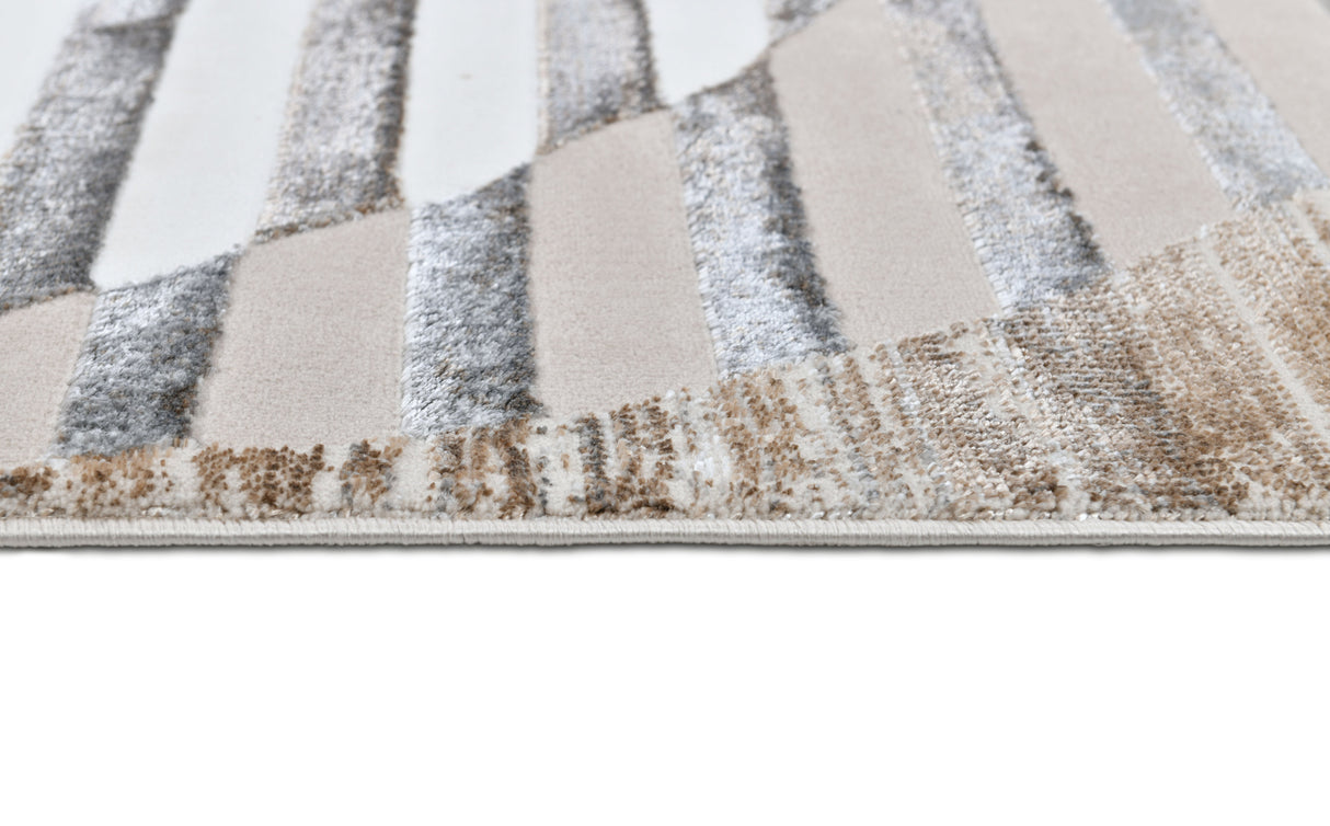 Z429A POL826 Polyester Fabric - Copper Shiny Striped, Ultra-Soft Feel, Edgy Cut (1 Rug)