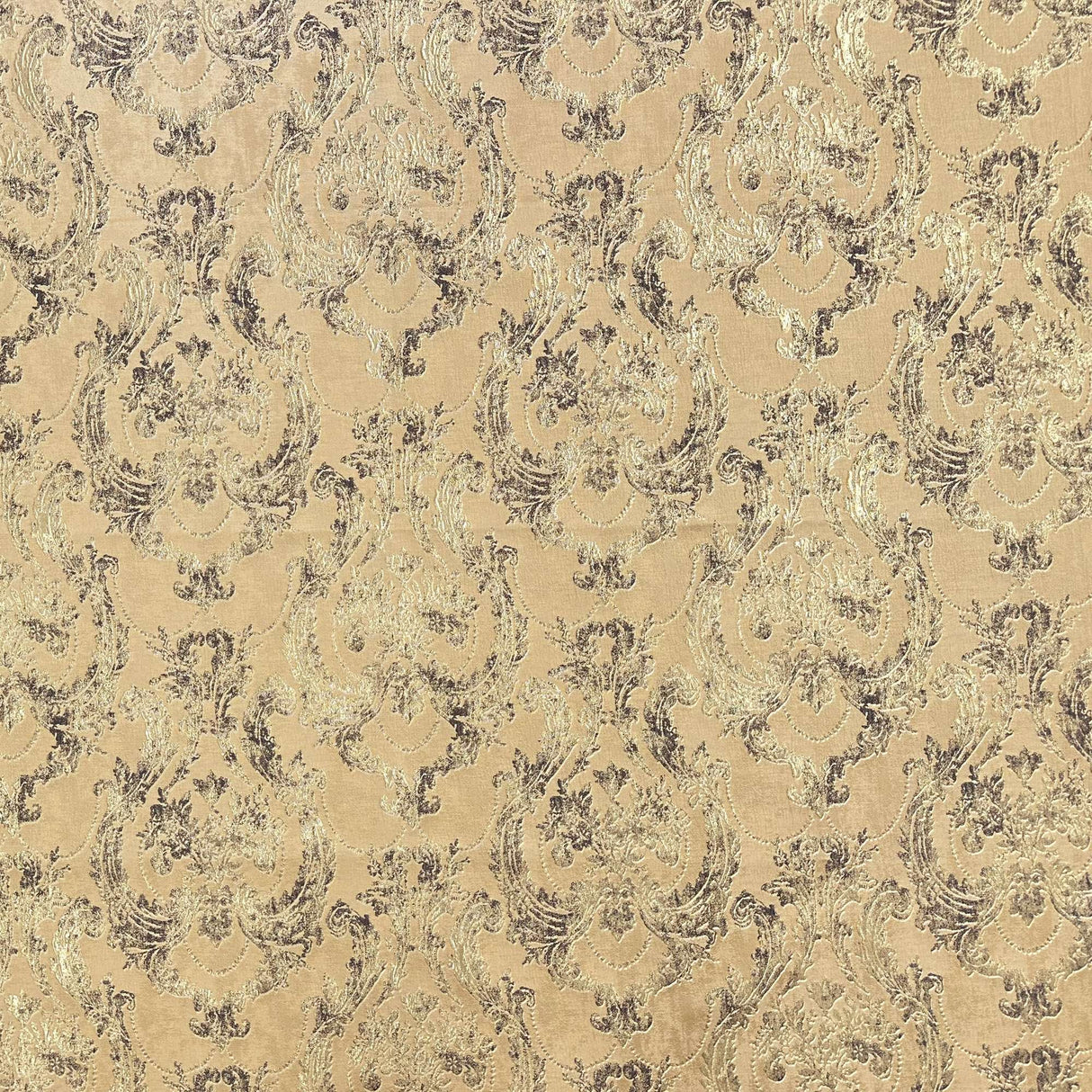 Zalara Textured Damask Faux Silk Fabric - Silver, Champagne, Gold, 55" Width (1 Yard)