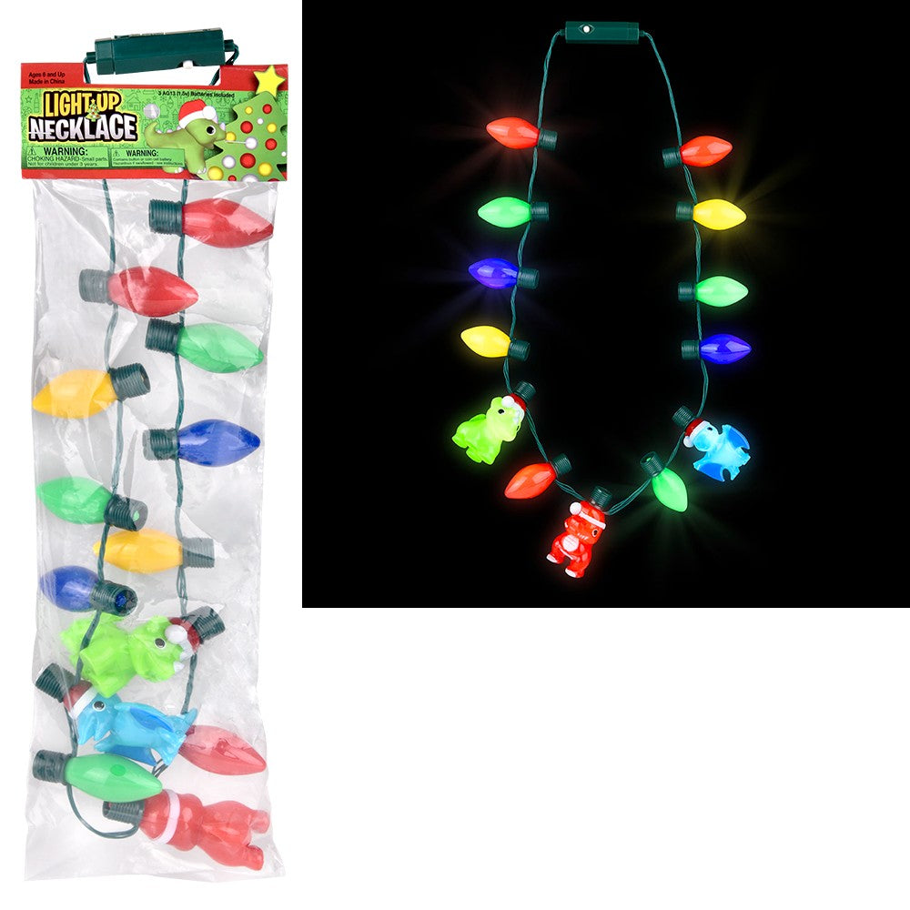 Light-Up Christmas Dinosaur Necklace 20"