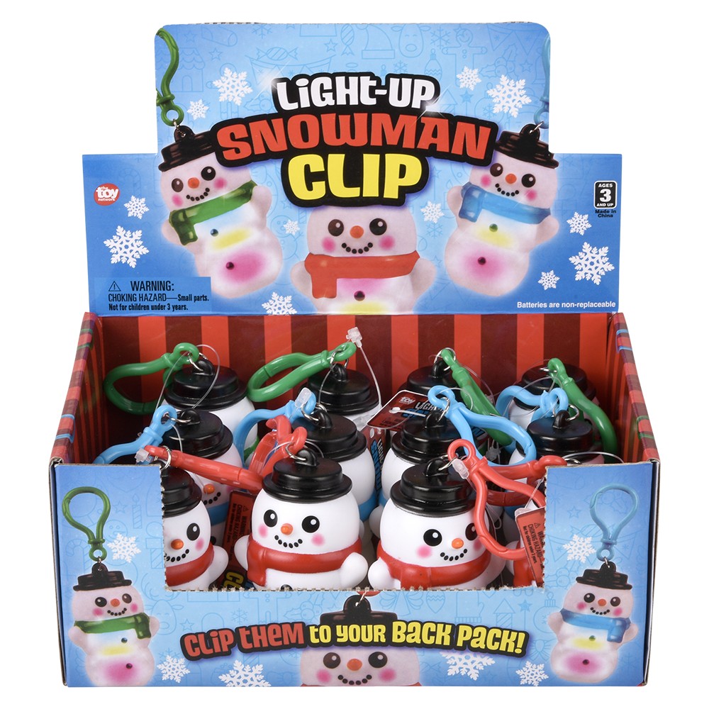 Light-Up Snowman Clip On (1 Dozen Display)