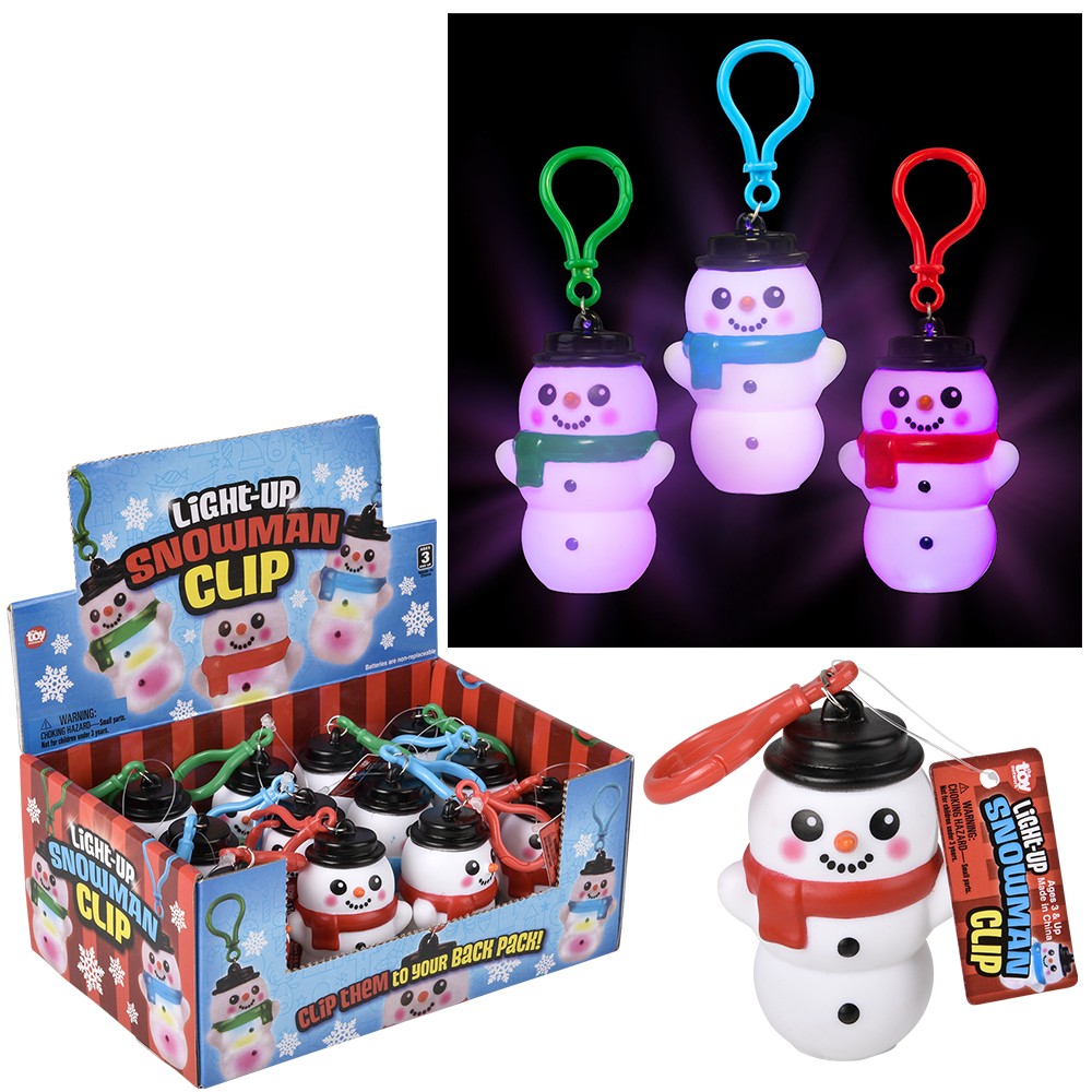 Light-Up Snowman Clip On (1 Dozen Display)