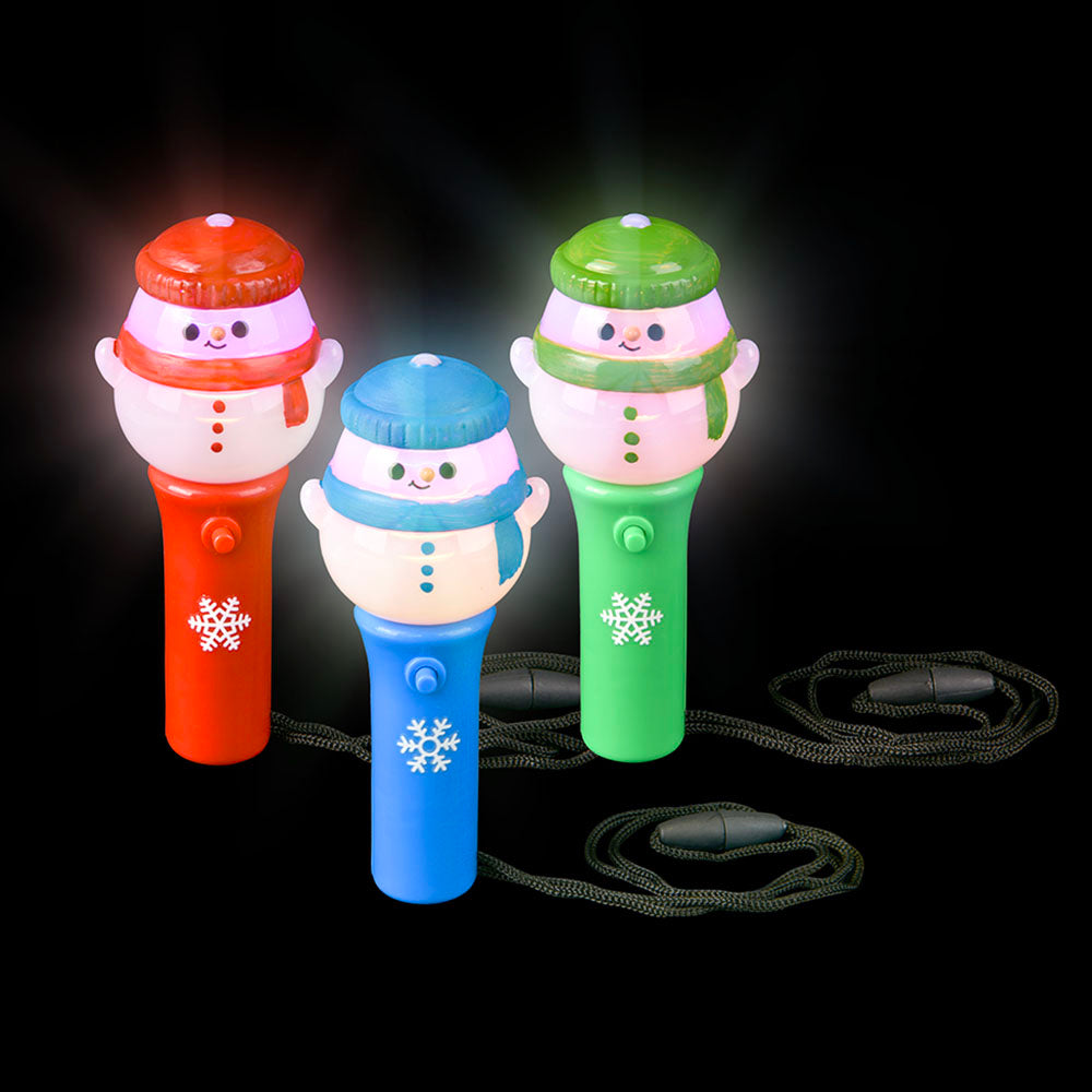 Light Up Snowman Wand Necklace (12 Pc Display)