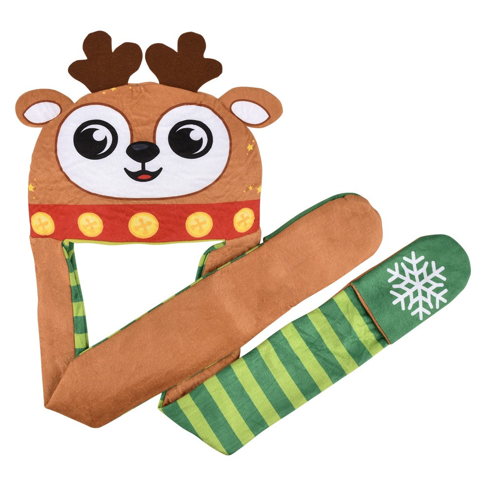 Light-Up Christmas Plush Hoodie Scarf Assortment (6 Pc)