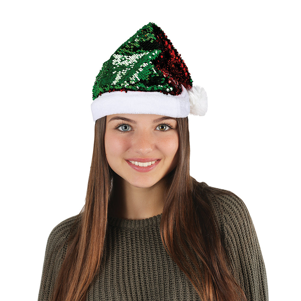 Flip Sequin Santa Hat 16"