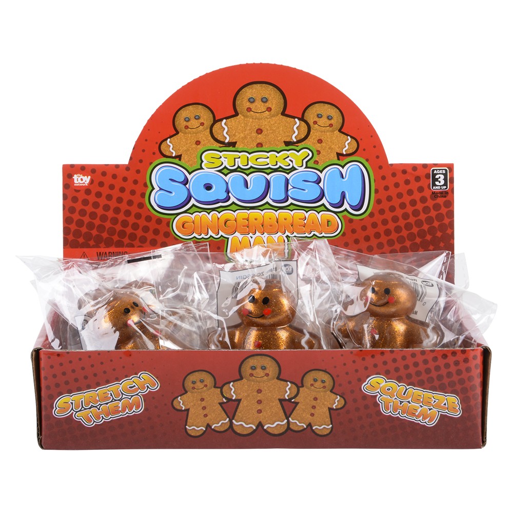 Squish Sticky Gingerbread Man (12 Pc Display)