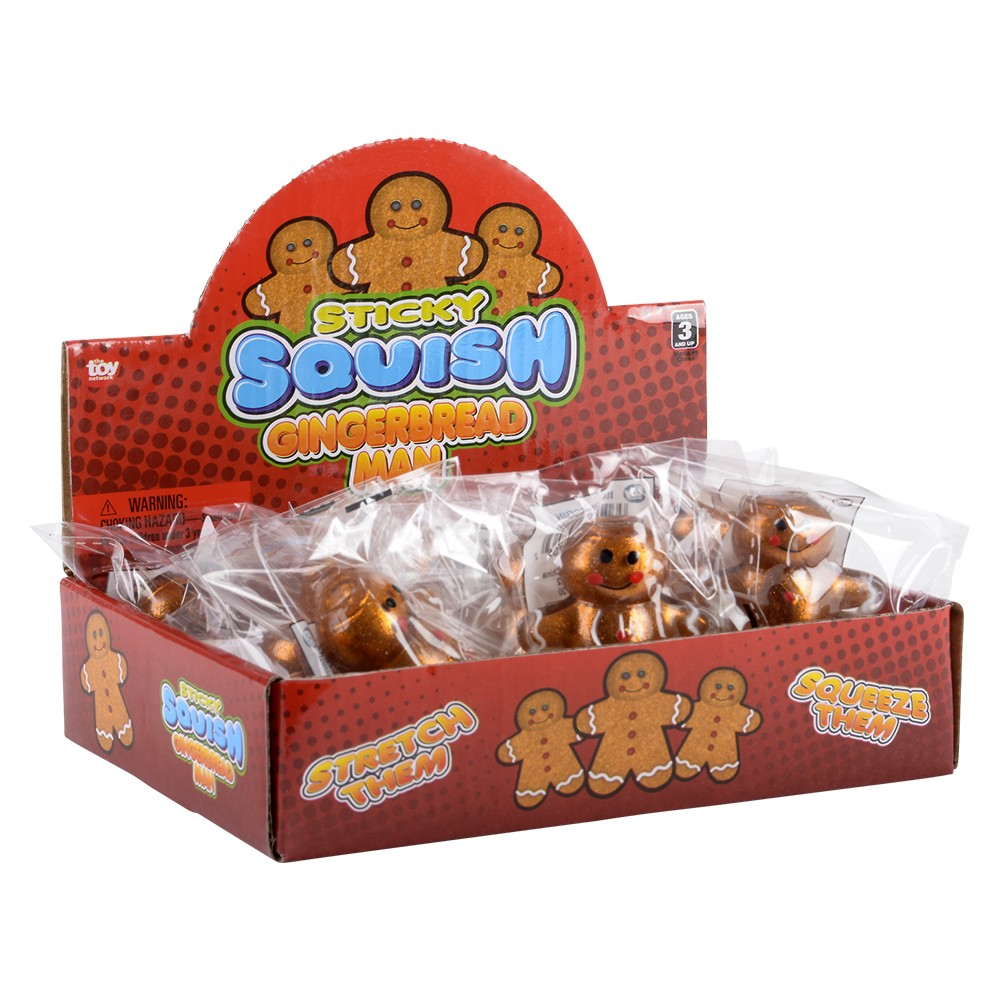 Squish Sticky Gingerbread Man (12 Pc Display)