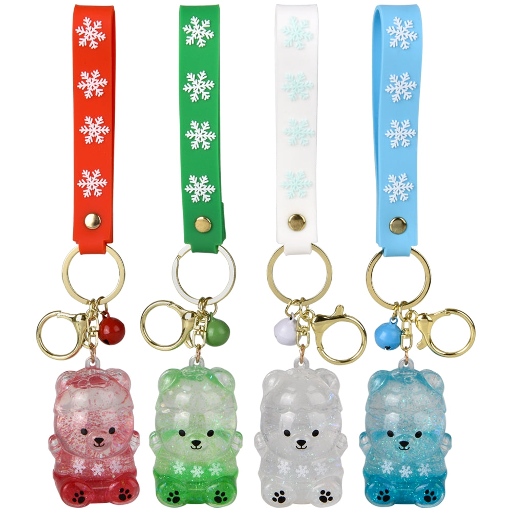 Christmas Liquid Bear Wristlet Clip On (12 PC Display)
