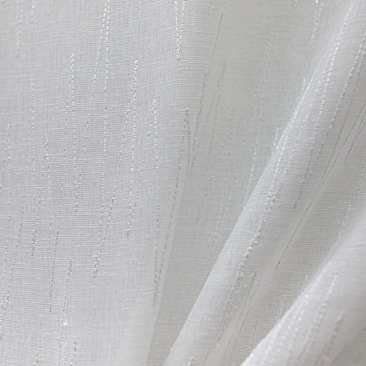 Zeek Fabric Sheer - Metallic Zig Zag Embroidered Sheer Fabric, White, Ivory, Silver, 118" Width (1 Yard)