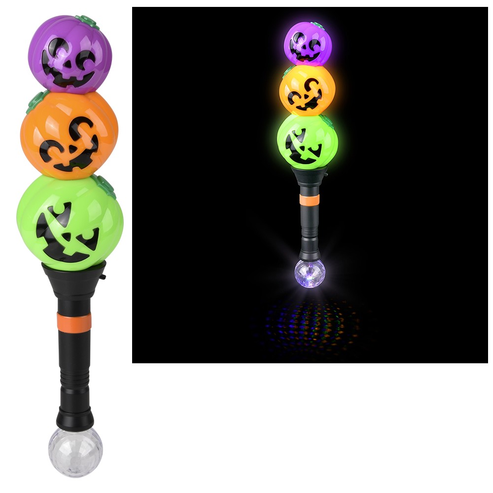 Light-Up Triple Jack O Lantern Wand (1 PC)