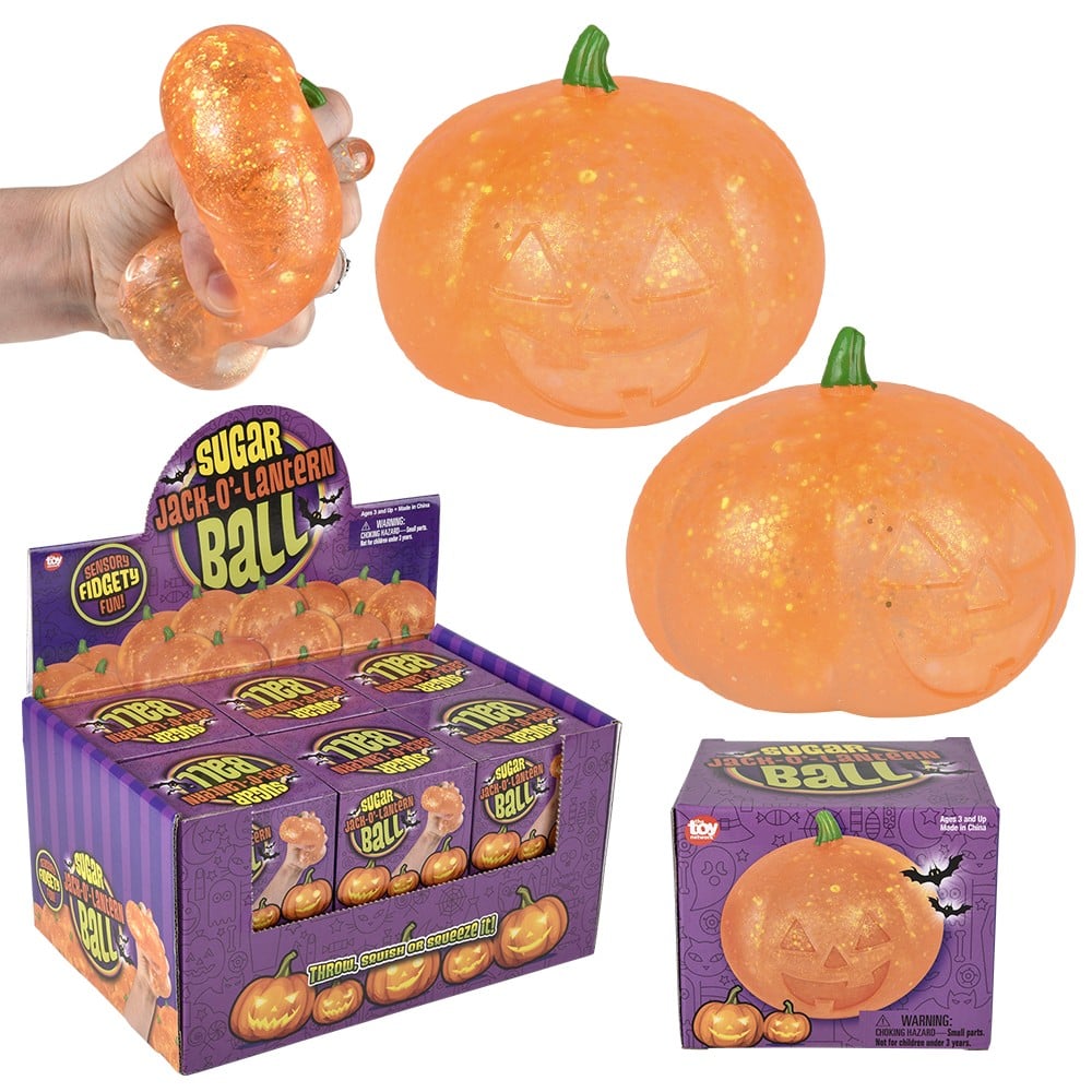 Jack O Lantern Squeezy Sugar Ball (12 Pc Display)