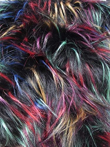 Multi #4 Fireworks Shaggy Long Pile Faux Fur Fabric