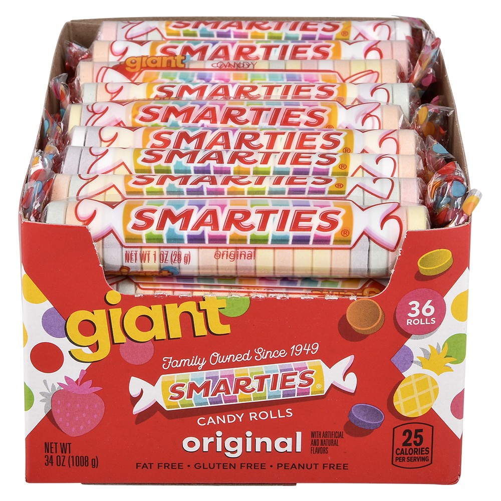 Smarties Giant Roll Candy (36 Ct Display)