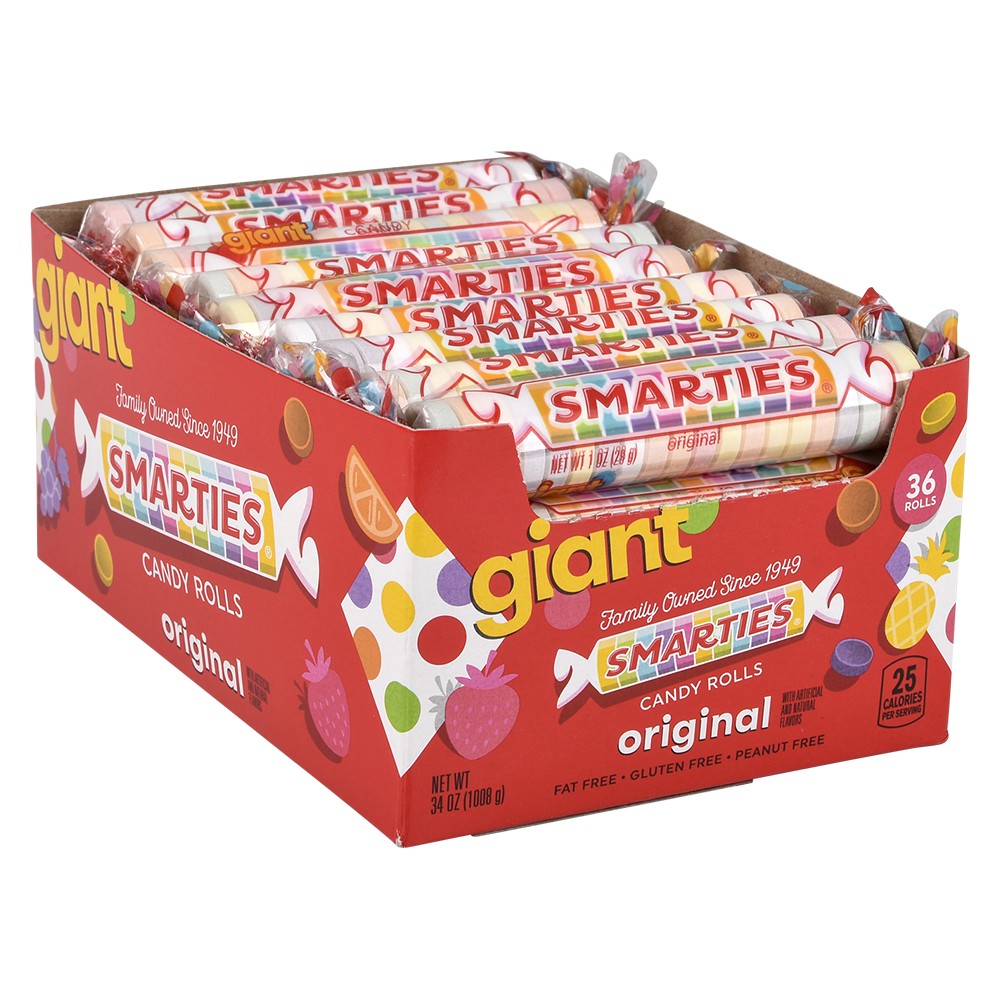 Smarties Giant Roll Candy (36 Ct Display)