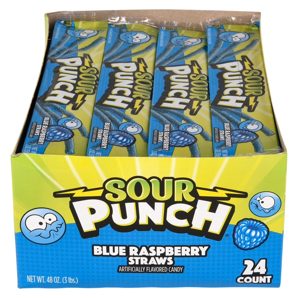 Sour Punch Blue Raspberry Straws (24 Ct Box)