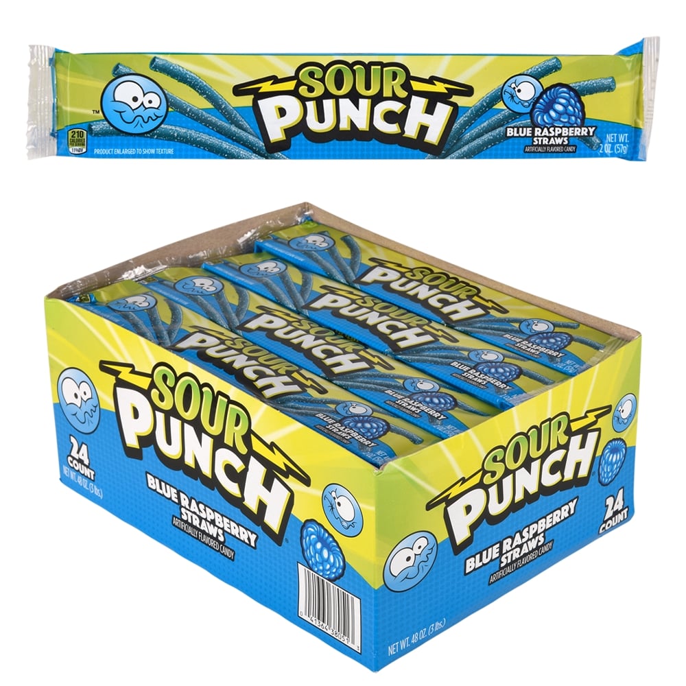 Sour Punch Blue Raspberry Straws (24 Ct Box)