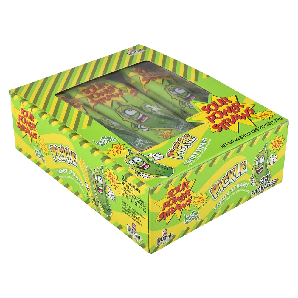 Sour Pickle Candy Straws (24 Piece Box)