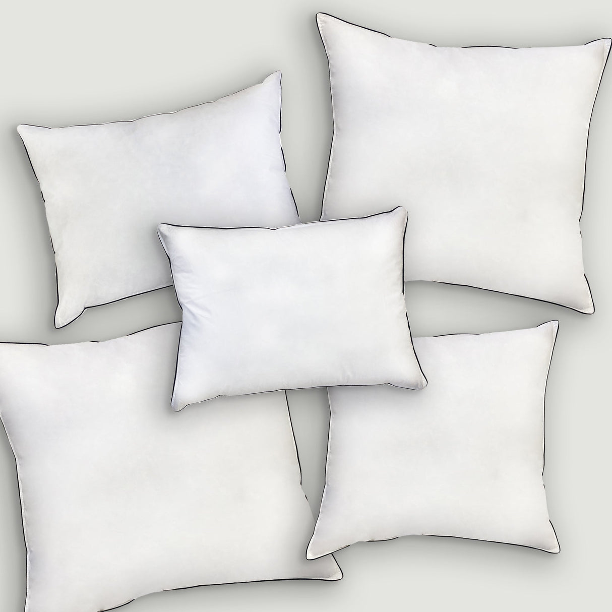 Premium Feather Filled Inserts Feather Down Pillow Insert Fabric - White, Multiple Sizes (1 Piece)