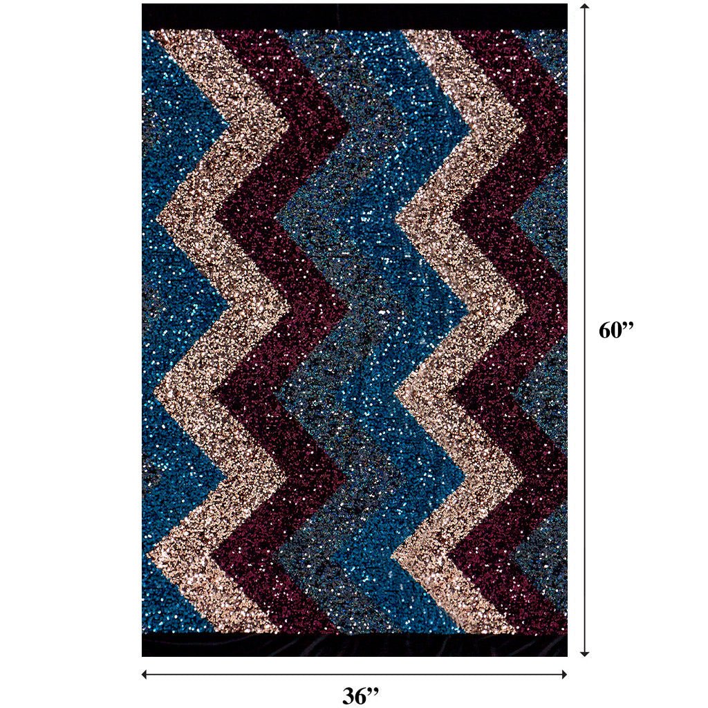 Stretch Velvet Sequin Zig Zag