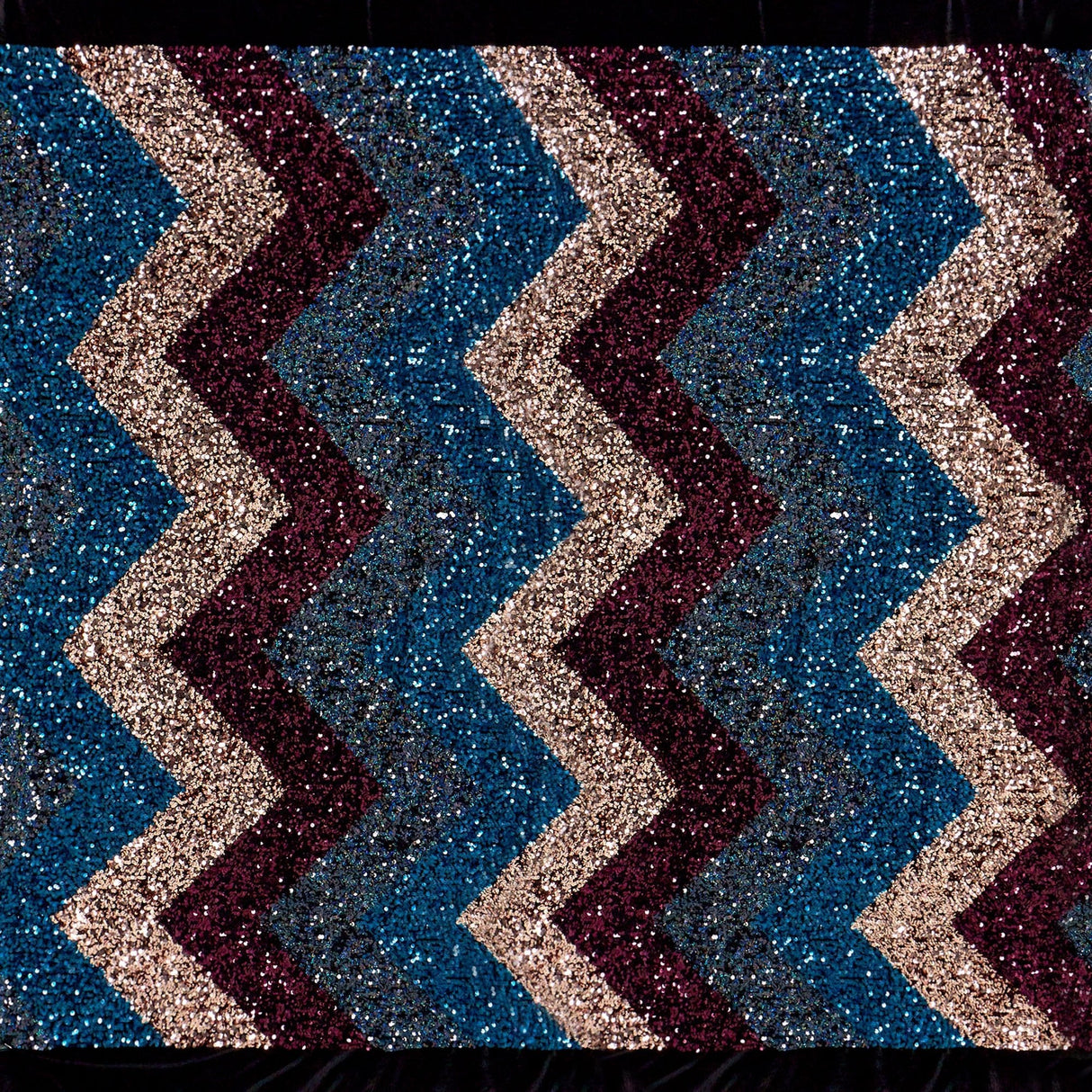 Stretch Velvet Sequin Zig Zag