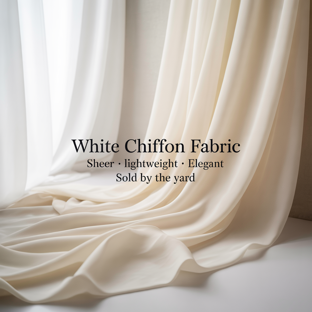 White Chiffon Polyester Fabric - Sheer, Lightweight, 58/60" Width
