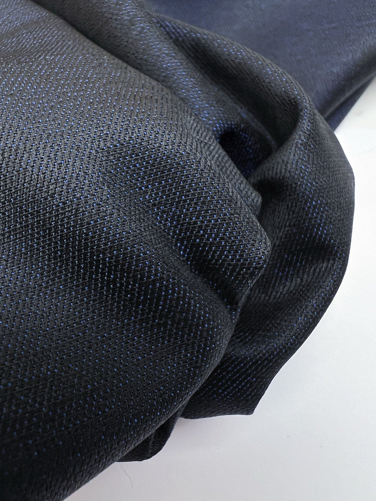 Wool Jacquard Changeant Fabric Blue Black