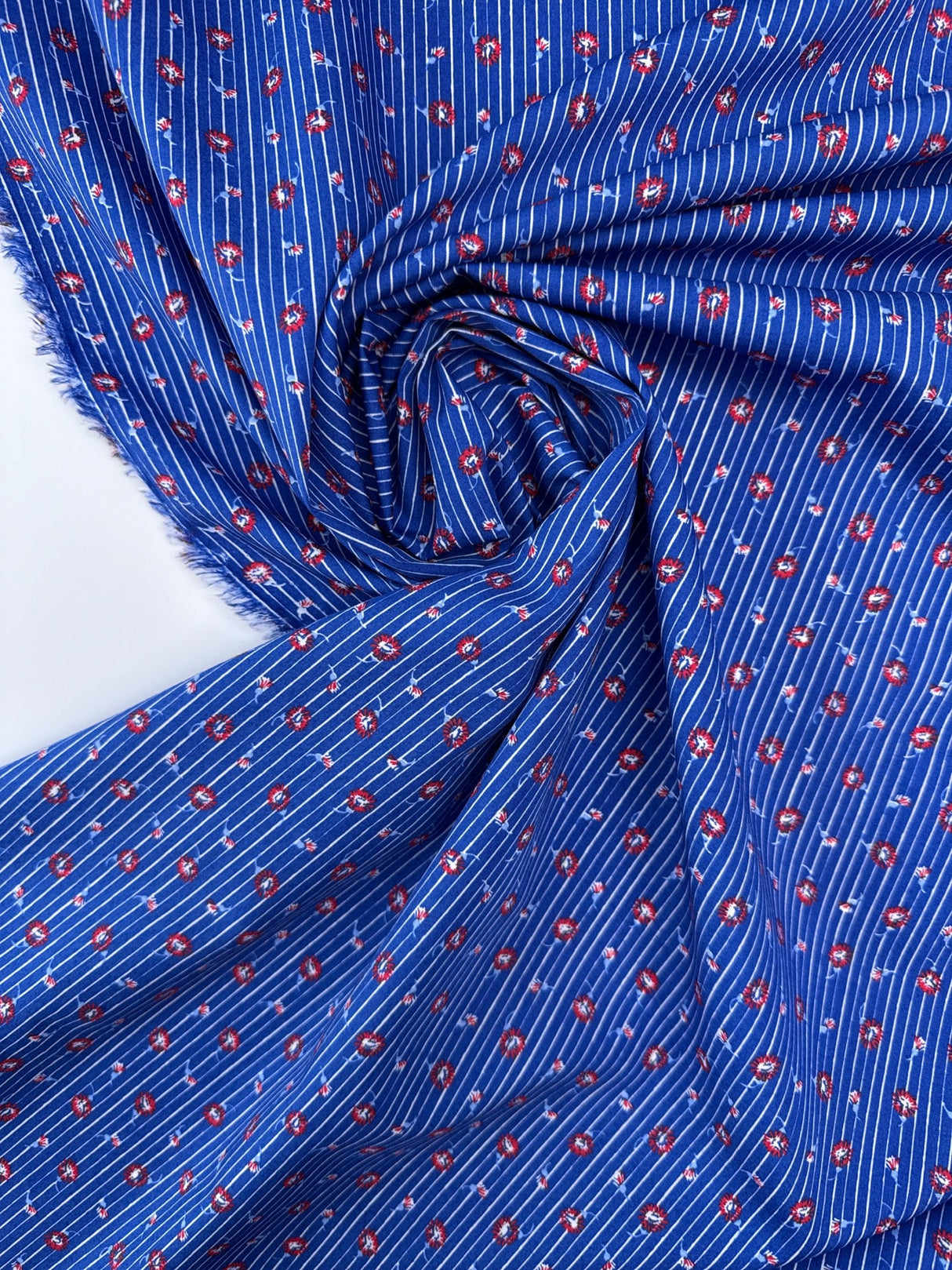 Italian Cotton Poplin Blue Printed Shirt Fabric