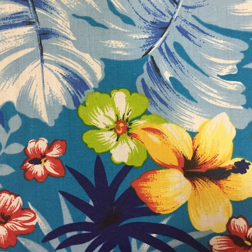 Hawaiian Print Poly Cotton Fabric - Hawaiian Print, 59" Width (1 Yard)