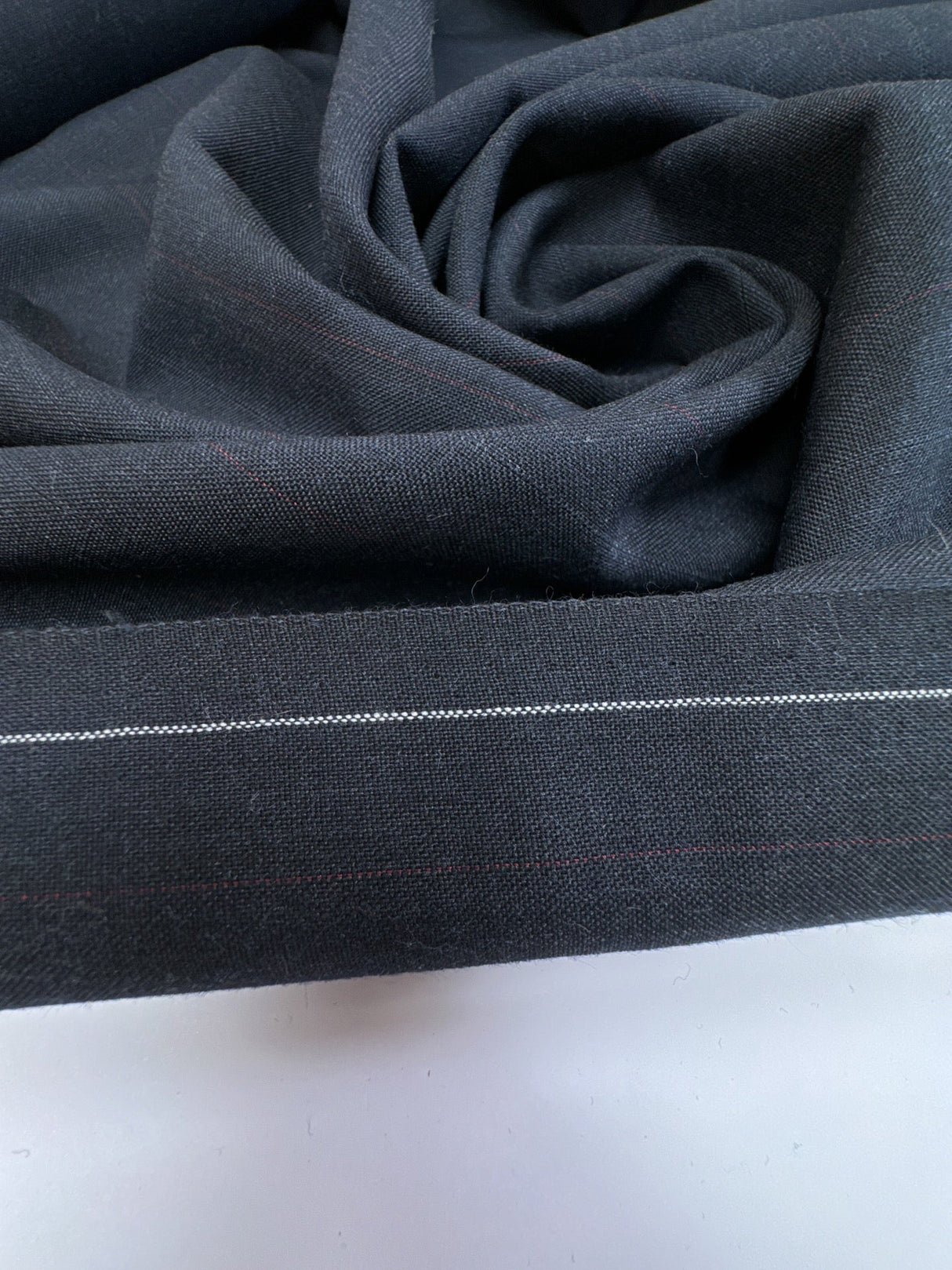 Wool Polyester Blend Striped Suiting Fabric Red Blue
