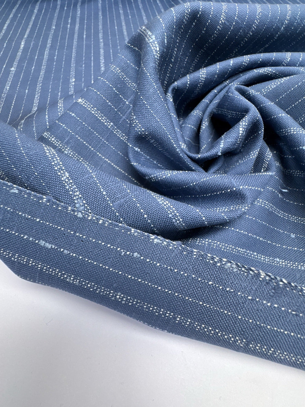 Italian Blue Striped Wool Suit Fabric