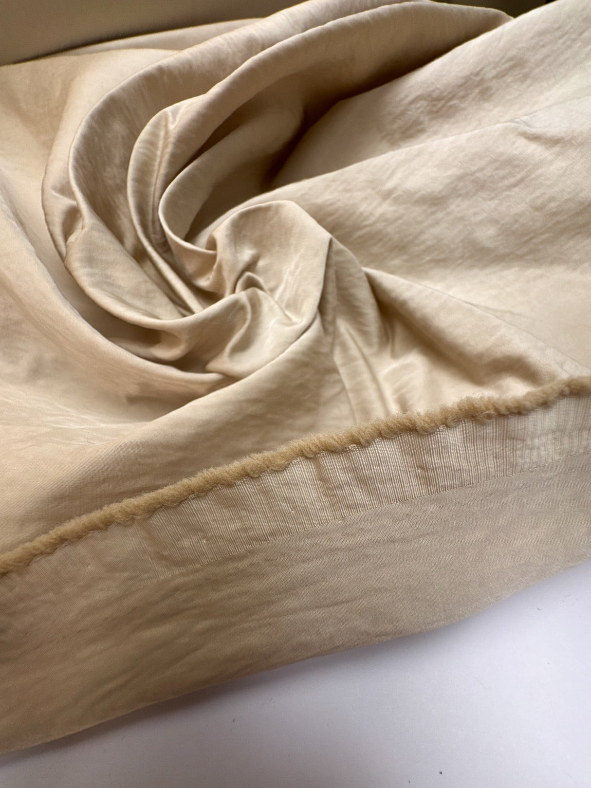 Beige Crinkled Polyamide Fabric