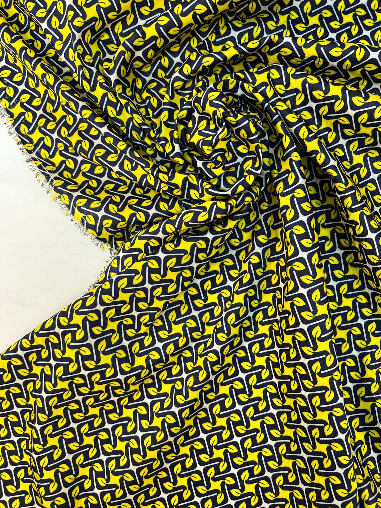 Polyester Geometric Print Fabric in Yellow and Blue