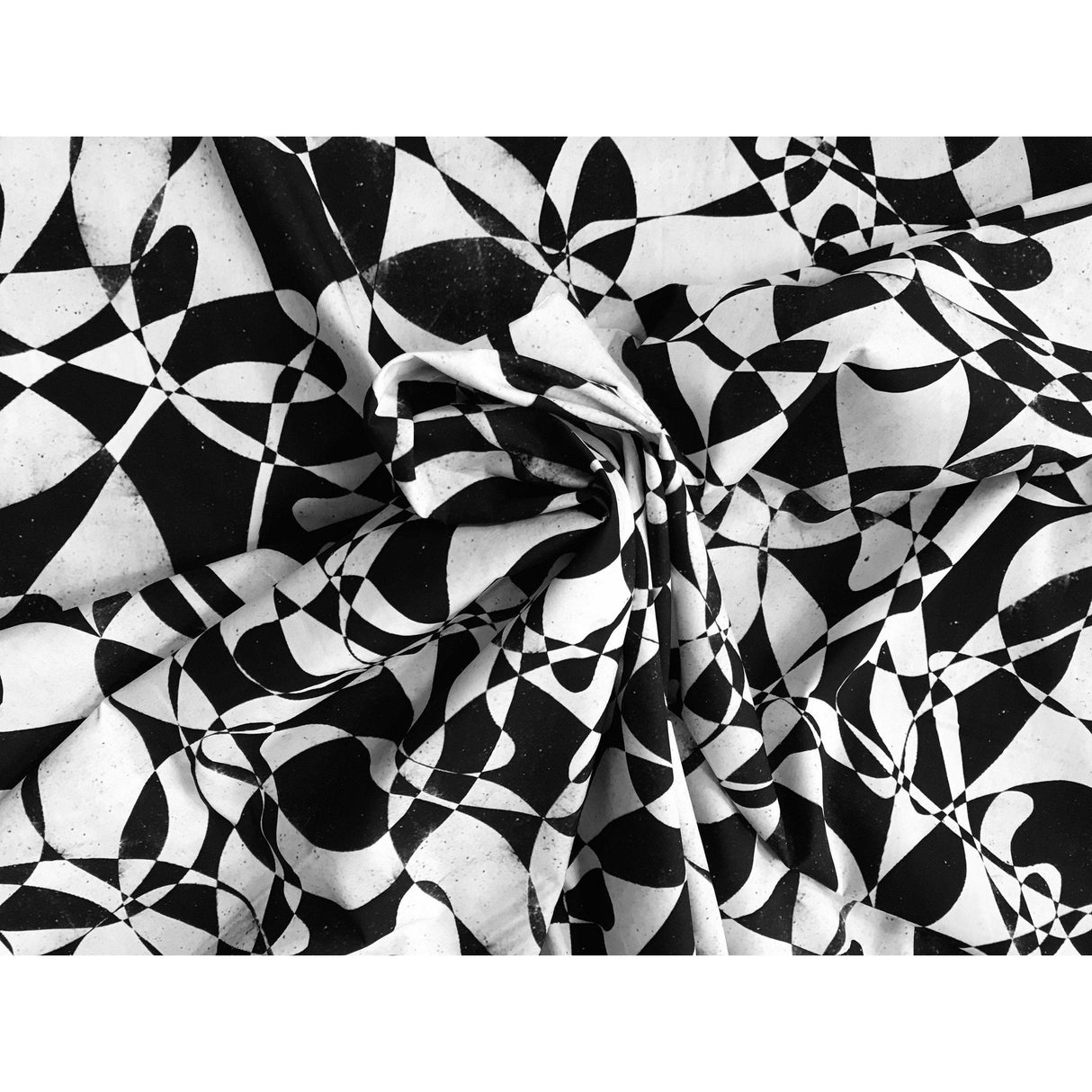 African Print Elastic Knit Fabric - Black, White Shattering The Glass Ceiling, 58" Width (1 Yard)