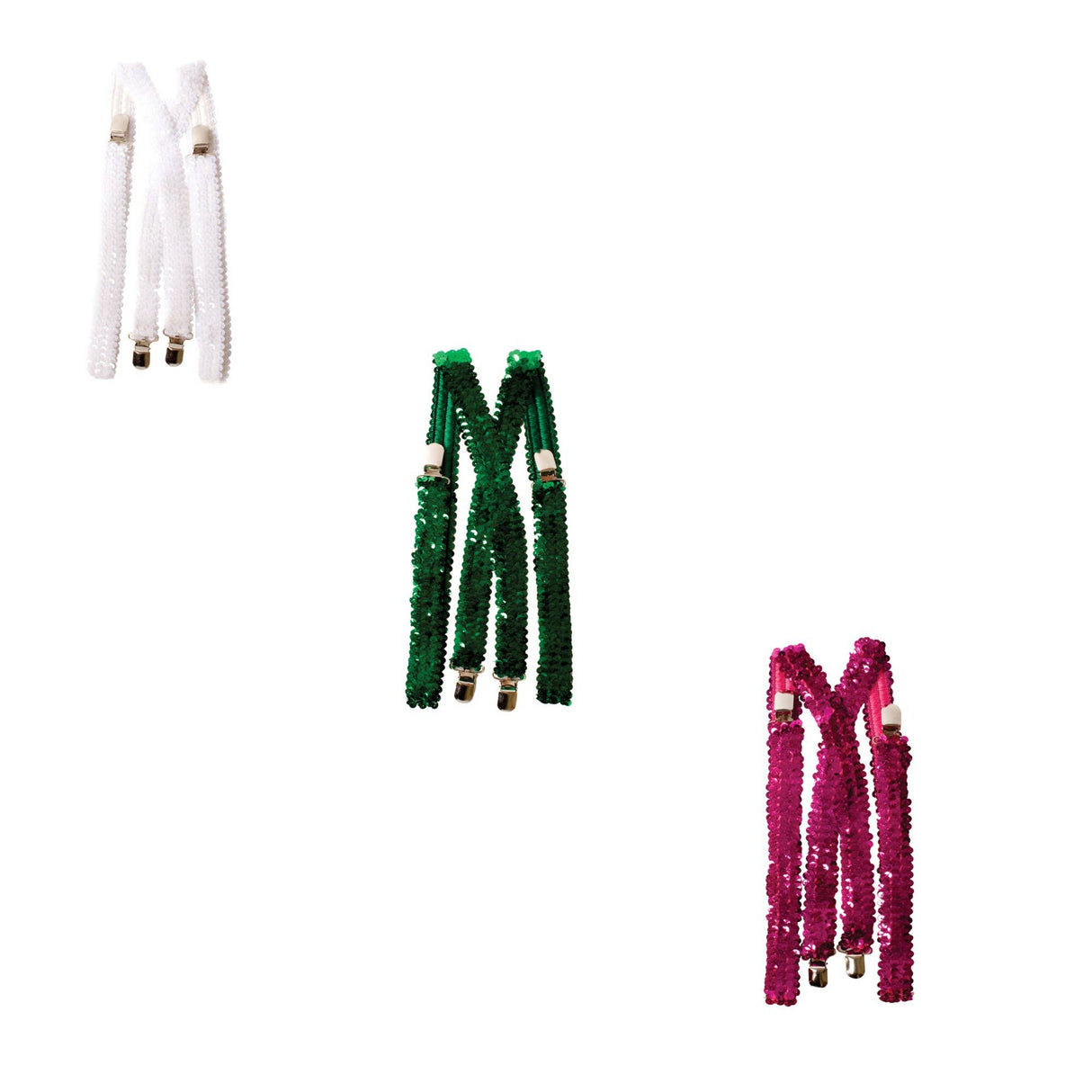 White Sequined Suspenders