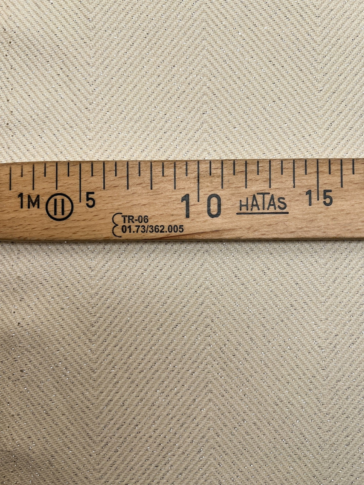 Polyamide Lurex Beige Herringbone Tweed Fabric