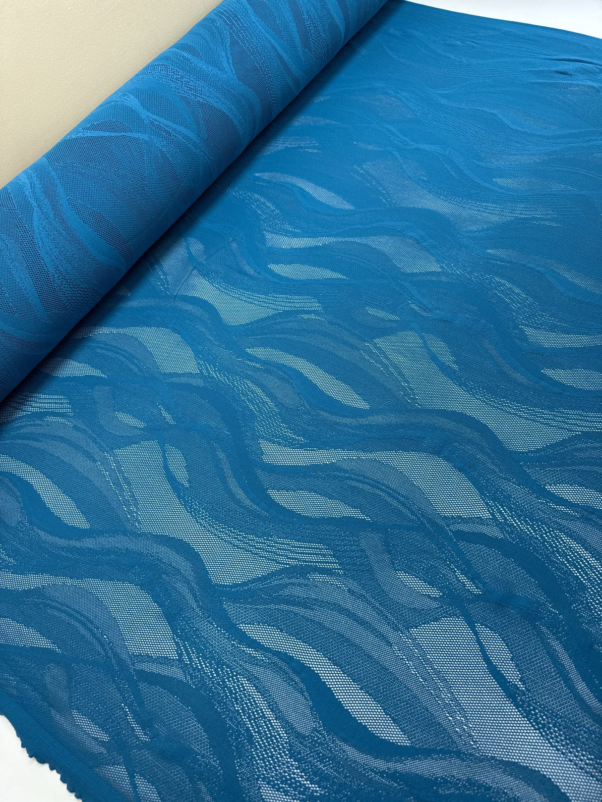 Polyamide Elastane Knitted Fabric Blue Abstract