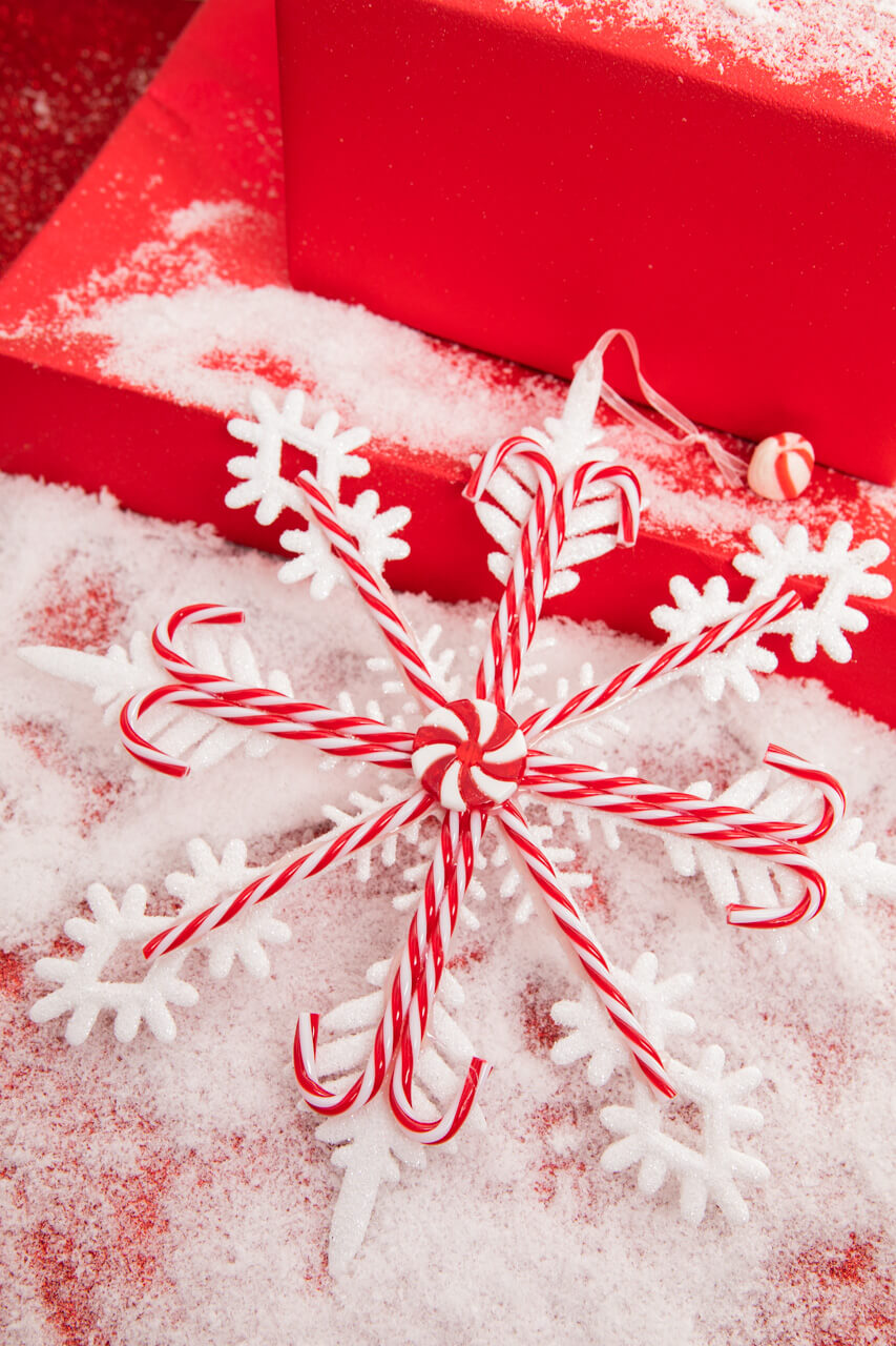 12" Acrylic Peppermint Snowflake Large Ornament
