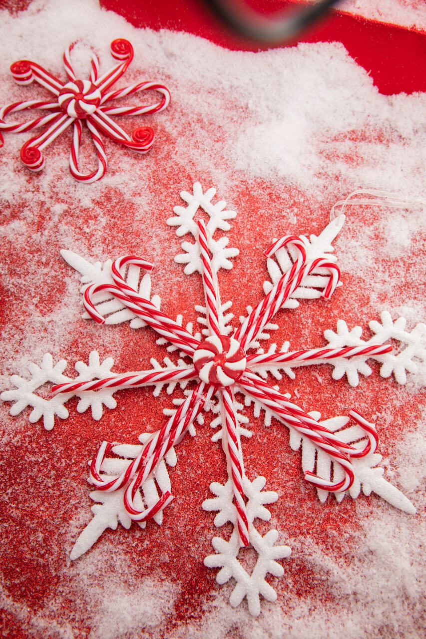 12" Acrylic Peppermint Snowflake Large Ornament
