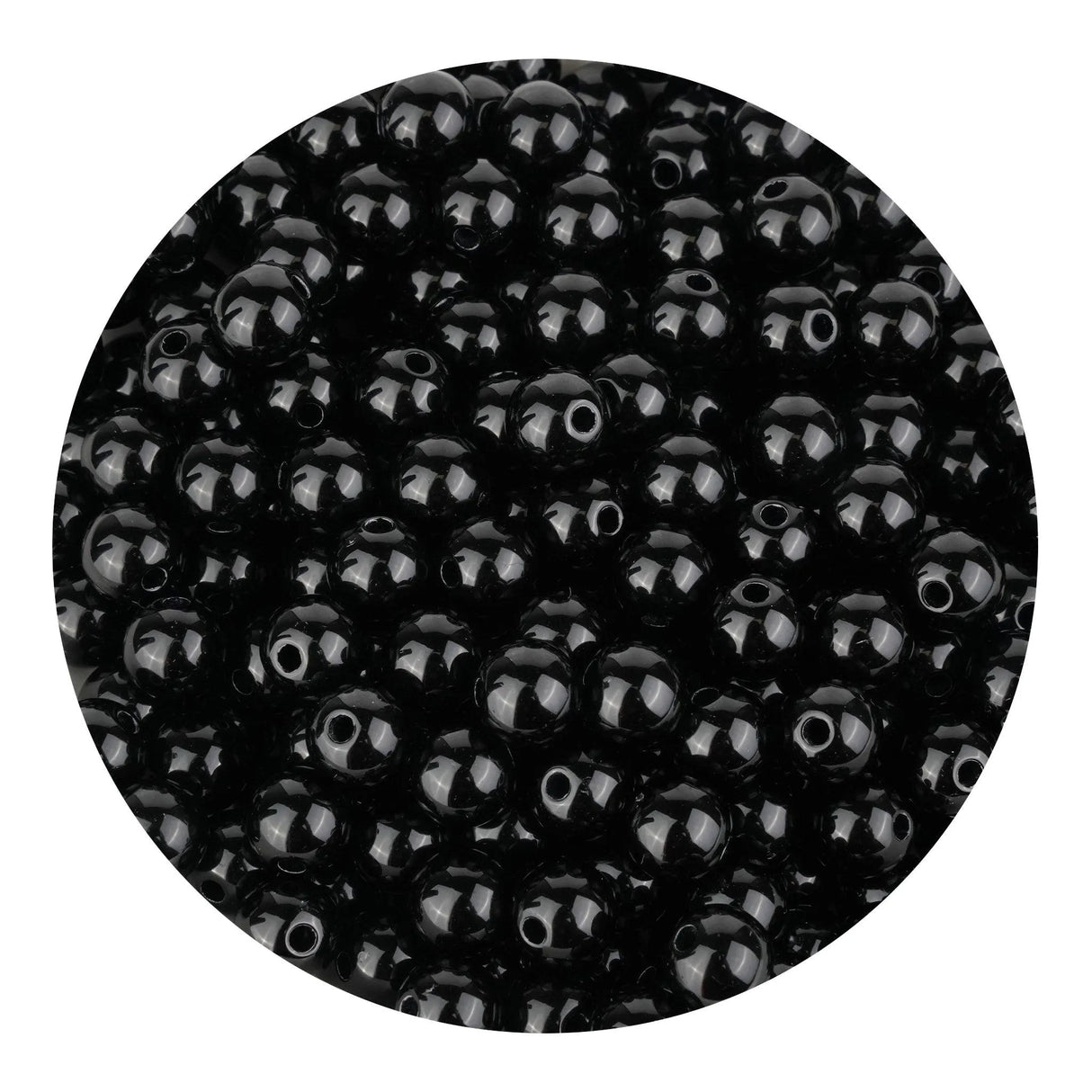 Acrylic Round String Beads - Black - (925 Beads - 6mm)
