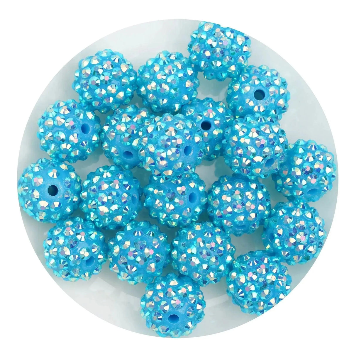 Acrylic Round String Bubblegum Bling Beads - Blue (5 Beads - 16mm)