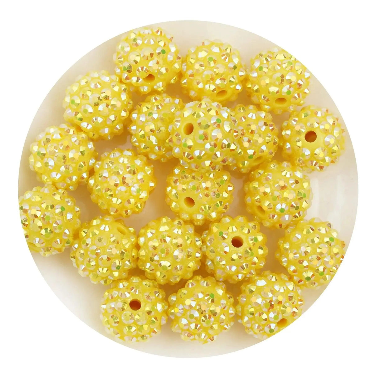 Acrylic Round String Bubblegum Bling Beads - Yellow (5 Beads - 16mm)