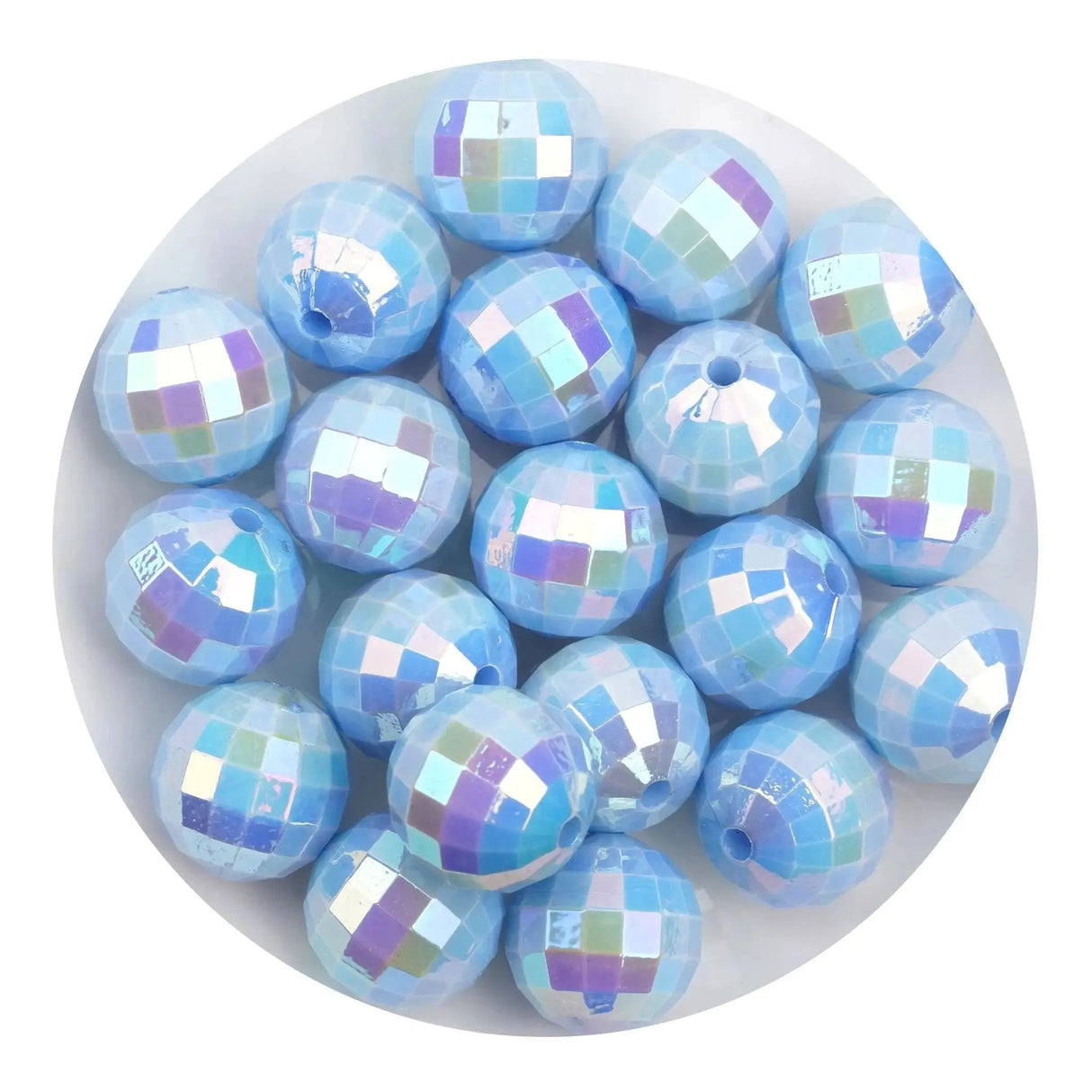 Acrylic Round String Disco Bling Beads - Blue (5 per Bag - 16mm)