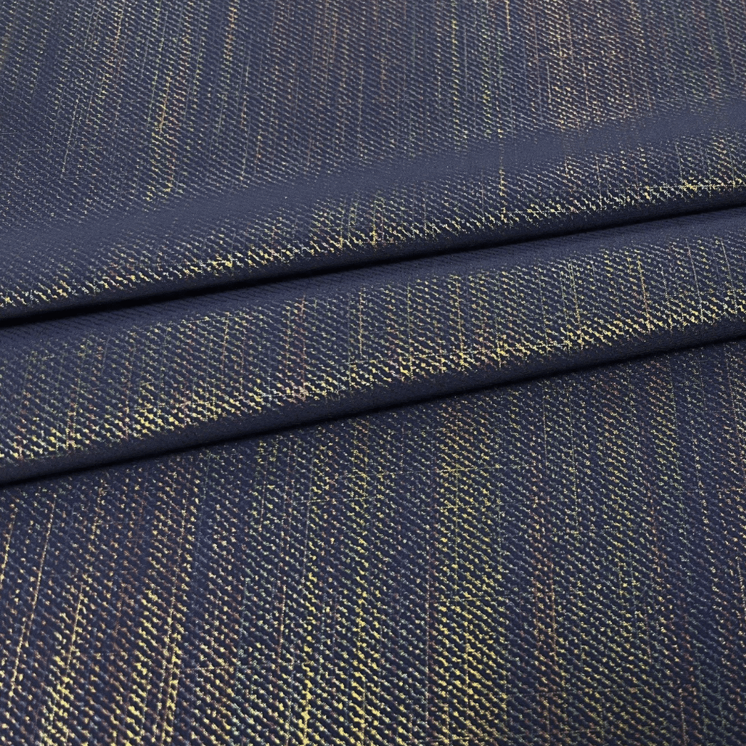 Foiled Spandex Denim Look Rainbow Fabric