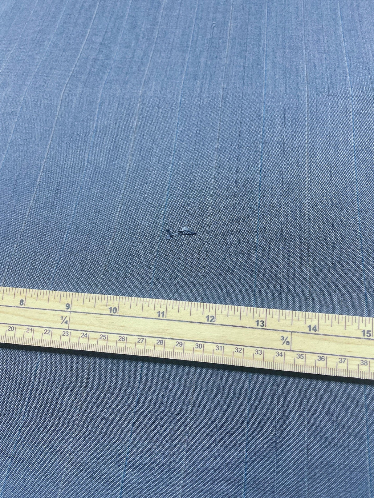 Wool Polyester Striped Suit Fabric Gray Blue
