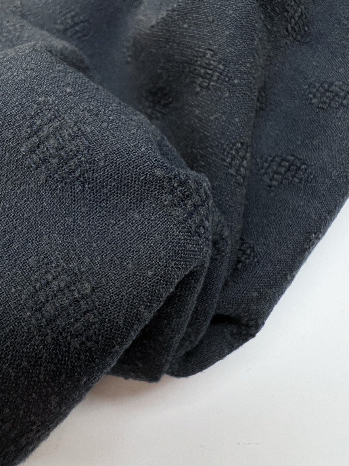 Wool Cotton Woven Fabric Gray Blue
