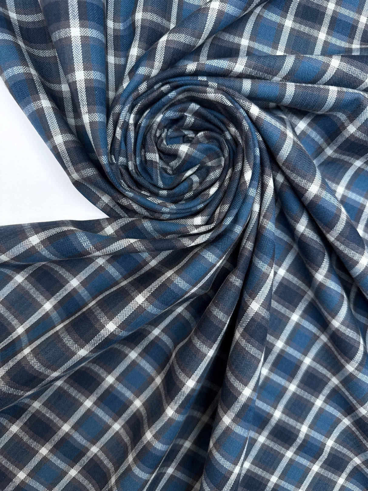 Cotton Tweed Checked Gray-Blue