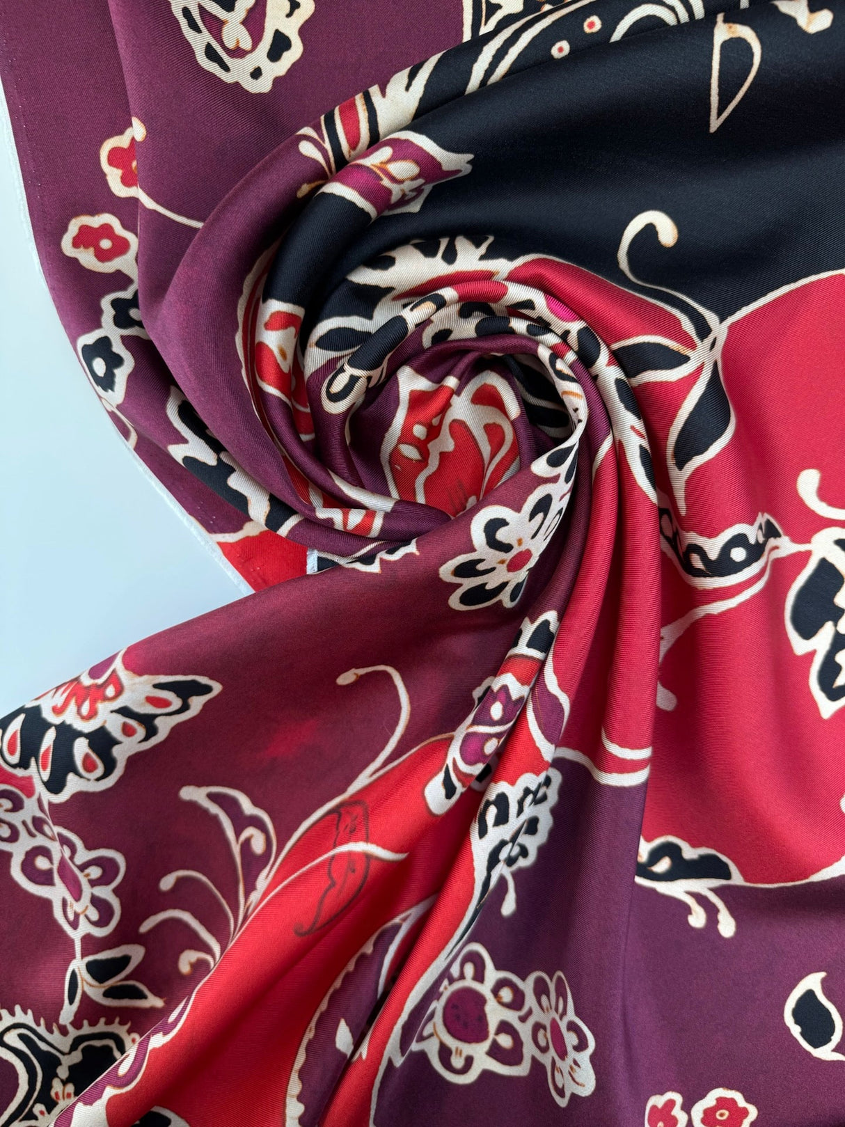 Silk Floral Fabric Multicolour Italian